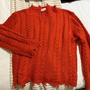Orange Cable Knit Sweater